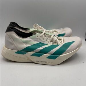 Adidas Adizero Adios Pro 4 Men's 10.5 White and Teal Athletic Shoes S23